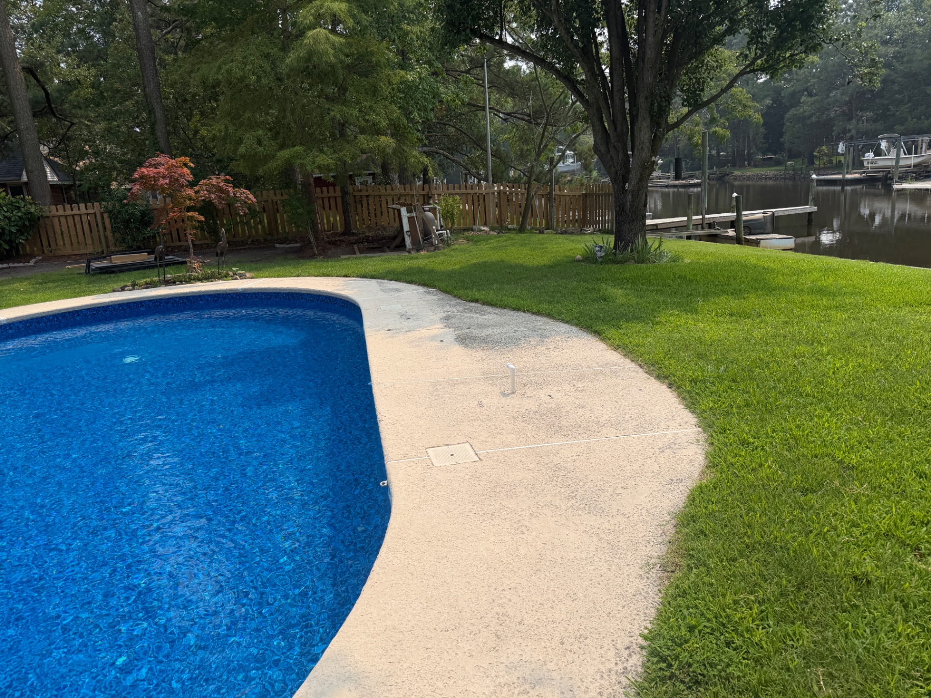 Waterfront pool deck cleaned